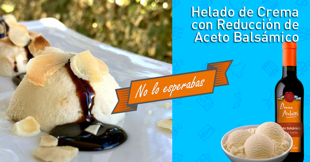 Helado de crema con reducción de aceto balsámico